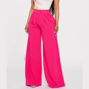 NWT Tullea High-Waisted Wide Leg fuchsia pink Pants Womens Large Barbiecore y2k